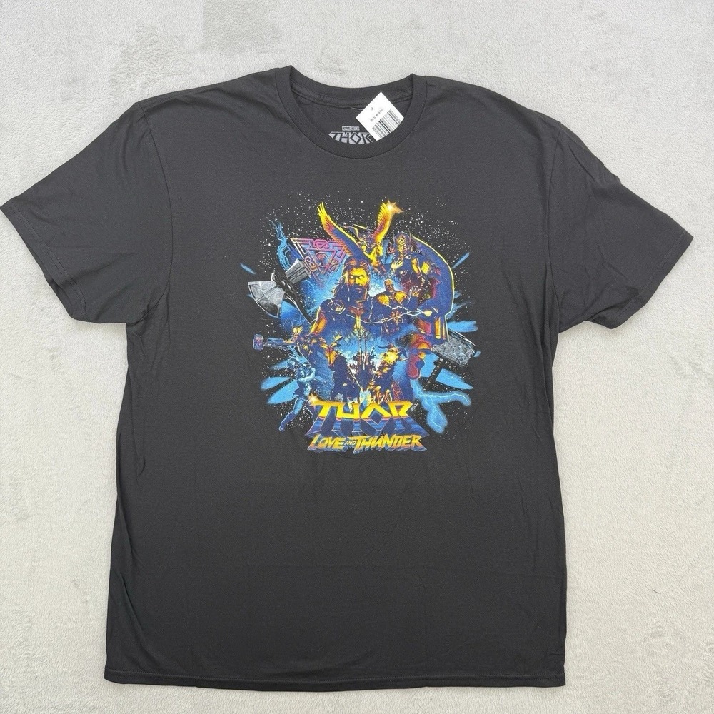 Marvel Thor Love and Thunder Shirt Mens Large Black Graphic Tee‎ Movie Merch MCU
